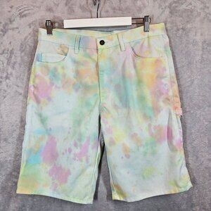 Dickies Pastel Tie Dye Cargo Shorts Womens 34 Multi Color Cotton Blend Bermuda